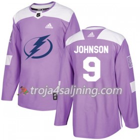 Tampa Bay Lightning tröja Tyler Johnson 9 Adidas 2017-2018 Lila Fights Cancer Practice Authentic - NHL Tröjor Herr
